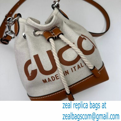 Gucci Mini shoulder bag with Gucci print 777166 in Beige/Brown cotton linen canvas 2024