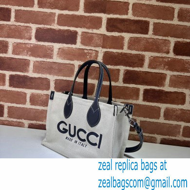 Gucci Mini tote bag with Gucci print 772144 in Beige/Blue cotton linen canvas 2024