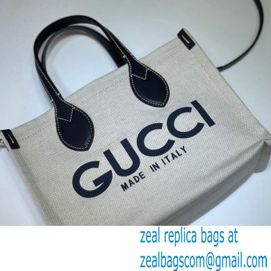 Gucci Mini tote bag with Gucci print 772144 in Beige/Blue cotton linen canvas 2024