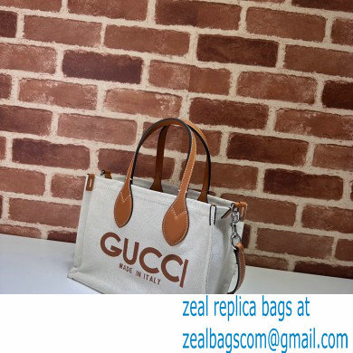 Gucci Mini tote bag with Gucci print 772144 in Beige/Brown cotton linen canvas 2024