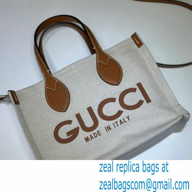 Gucci Mini tote bag with Gucci print 772144 in Beige/Brown cotton linen canvas 2024