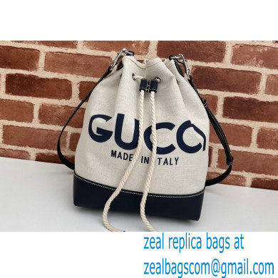 Gucci Small shoulder bag with Gucci print 772856 in Beige/Blue cotton linen canvas 2024