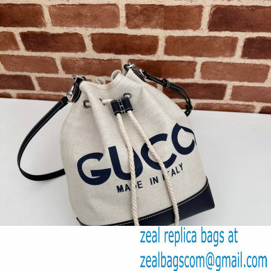 Gucci Small shoulder bag with Gucci print 772856 in Beige/Blue cotton linen canvas 2024