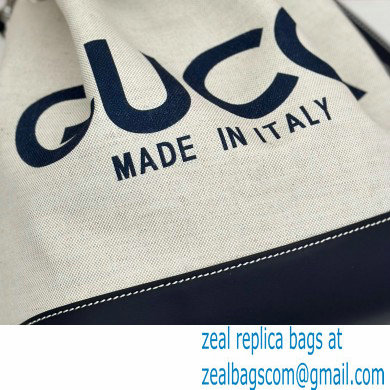 Gucci Small shoulder bag with Gucci print 772856 in Beige/Blue cotton linen canvas 2024