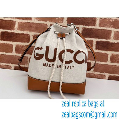 Gucci Small shoulder bag with Gucci print 772856 in Beige/Brown cotton linen canvas 2024