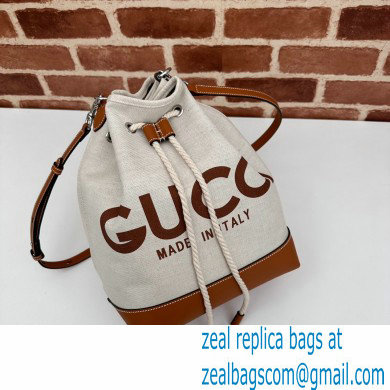 Gucci Small shoulder bag with Gucci print 772856 in Beige/Brown cotton linen canvas 2024