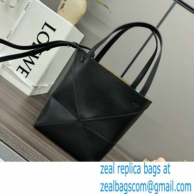 LOEWE Mini Puzzle Fold Tote in shiny calfskin 052322 black 2024