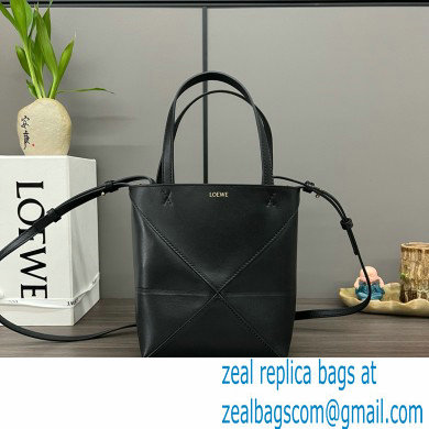 LOEWE Mini Puzzle Fold Tote in shiny calfskin 052322 black 2024