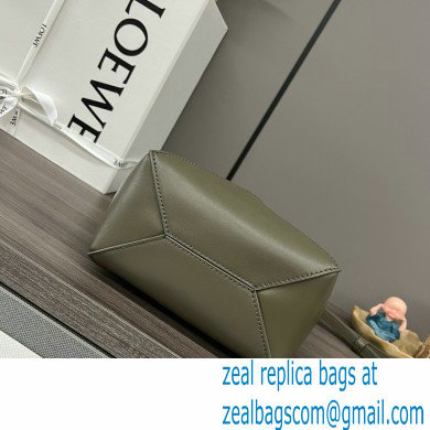 LOEWE Mini Puzzle Fold Tote in shiny calfskin 052322 dark khaki green 2024