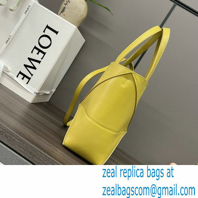 LOEWE Mini Puzzle Fold Tote in shiny calfskin 052322 lemon yellow 2024