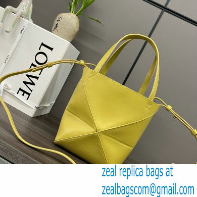 LOEWE Mini Puzzle Fold Tote in shiny calfskin 052322 lemon yellow 2024