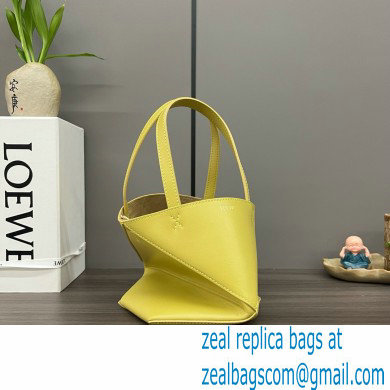 LOEWE Mini Puzzle Fold Tote in shiny calfskin 052322 lemon yellow 2024