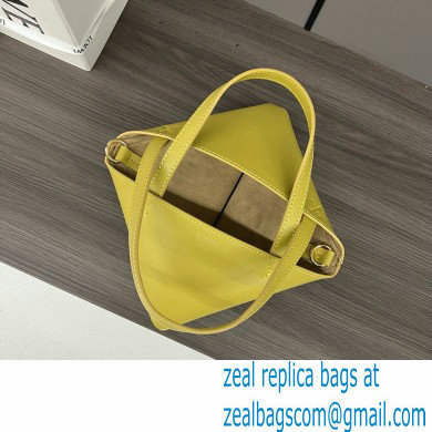 LOEWE Mini Puzzle Fold Tote in shiny calfskin 052322 lemon yellow 2024