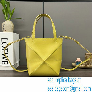 LOEWE Mini Puzzle Fold Tote in shiny calfskin 052322 lemon yellow 2024