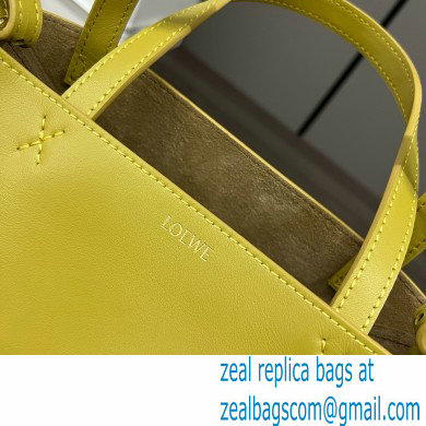 LOEWE Mini Puzzle Fold Tote in shiny calfskin 052322 lemon yellow 2024