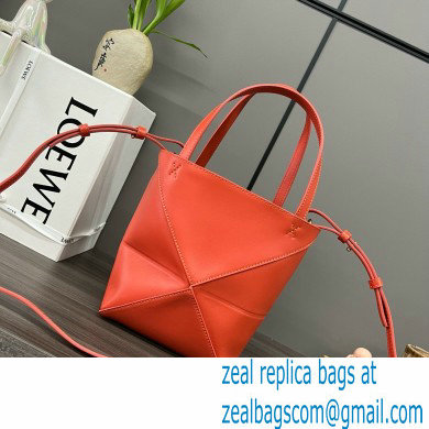 LOEWE Mini Puzzle Fold Tote in shiny calfskin 052322 orange 2024