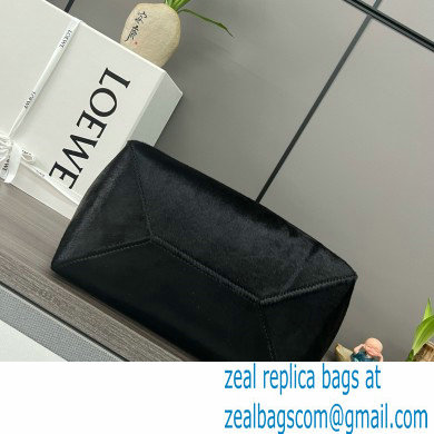 LOEWE Puzzle Fold Tote in black suede leather 052316 2024