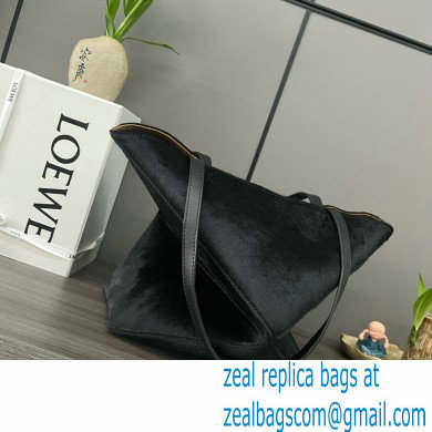 LOEWE Puzzle Fold Tote in black suede leather 052316 2024