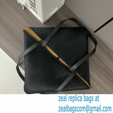 LOEWE Puzzle Fold Tote in black suede leather 052316 2024