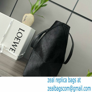 LOEWE Puzzle Fold Tote in black suede leather 052316 2024