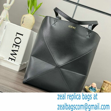 LOEWE Puzzle Fold Tote in shiny calfskin 052316 black 2024