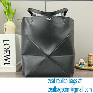 LOEWE Puzzle Fold Tote in shiny calfskin 052316 black 2024