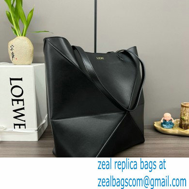 LOEWE Puzzle Fold Tote in shiny calfskin 052316 black 2024