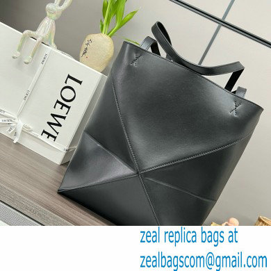 LOEWE Puzzle Fold Tote in shiny calfskin 052316 black 2024