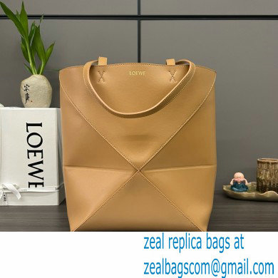 LOEWE Puzzle Fold Tote in shiny calfskin 052316 warm desert 2024