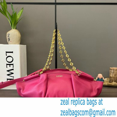 LOEWE Small Paseo bag in shiny nappa calfskin with chain fuchsia 2024