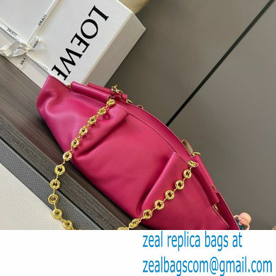 LOEWE Small Paseo bag in shiny nappa calfskin with chain fuchsia 2024