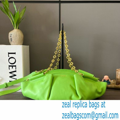 LOEWE Small Paseo bag in shiny nappa calfskin with chain green 2024