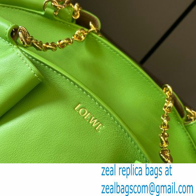 LOEWE Small Paseo bag in shiny nappa calfskin with chain green 2024