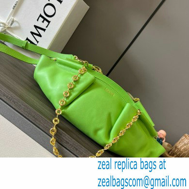 LOEWE Small Paseo bag in shiny nappa calfskin with chain green 2024