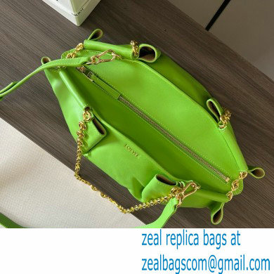 LOEWE Small Paseo bag in shiny nappa calfskin with chain green 2024