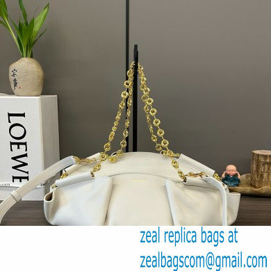 LOEWE Small Paseo bag in shiny nappa calfskin with chain white 2024