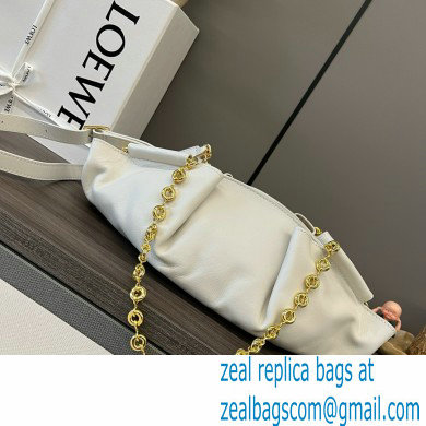 LOEWE Small Paseo bag in shiny nappa calfskin with chain white 2024