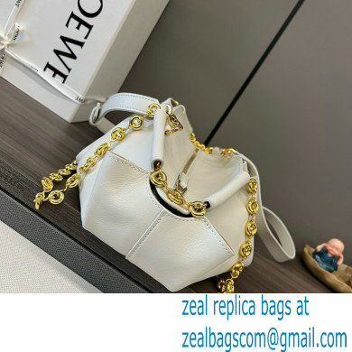 LOEWE Small Paseo bag in shiny nappa calfskin with chain white 2024