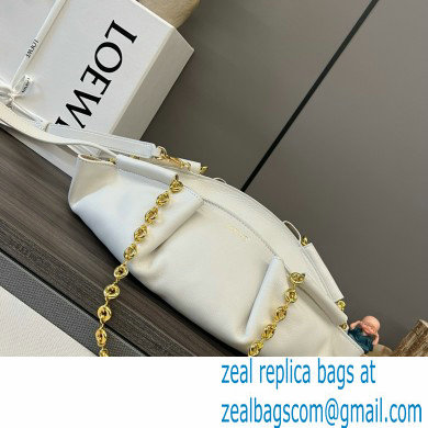 LOEWE Small Paseo bag in shiny nappa calfskin with chain white 2024