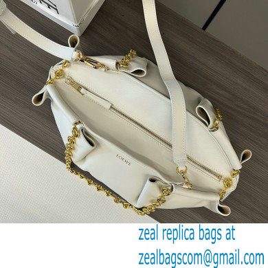 LOEWE Small Paseo bag in shiny nappa calfskin with chain white 2024