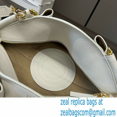 LOEWE Small Paseo bag in shiny nappa calfskin with chain white 2024