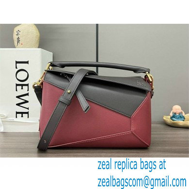 LOEWE Small Puzzle bag in classic calfskin Chocolate/Burgundy 2024