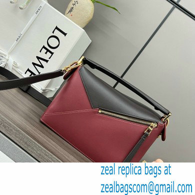 LOEWE Small Puzzle bag in classic calfskin Chocolate/Burgundy 2024