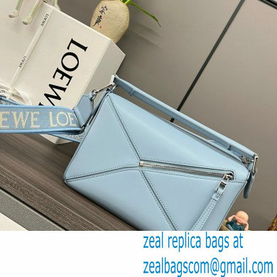 LOEWE Small Puzzle bag in satin calfskin sky blue 2024