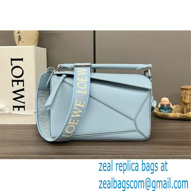 LOEWE Small Puzzle bag in satin calfskin sky blue 2024