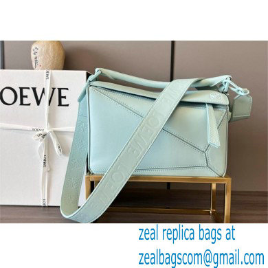 LOEWE Small Puzzle bag in satin calfskin sky blue 2024