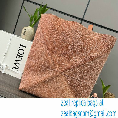 LOEWE large Puzzle Fold Tote in pink suede leather 2024