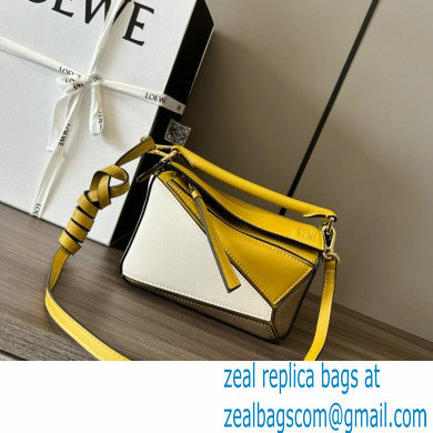 Loewe Mini Puzzle bag in classic calfskin Ochre/Soft White 2024