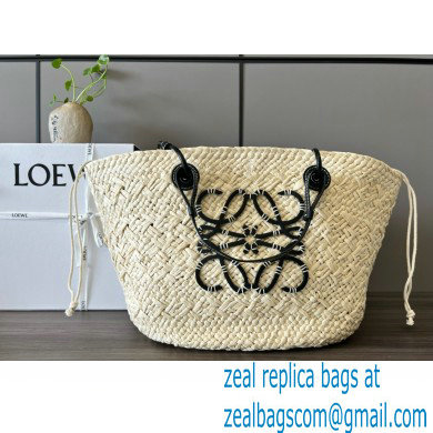 Loewe Small Anagram Basket bag in iraca palm and calfskin Natural/Black 2024