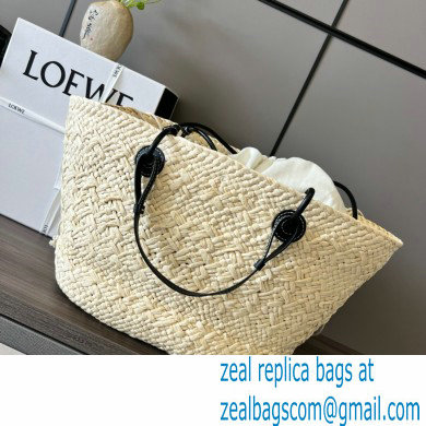 Loewe Small Anagram Basket bag in iraca palm and calfskin Natural/Black 2024